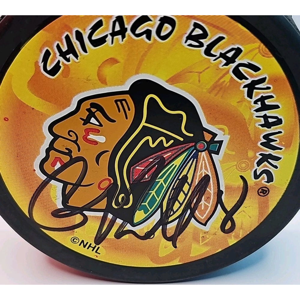 Cam Russell #8 Signed NHL Chicago Blackhawks Puck Autographed Signature Halifax - Picture 2 of 6